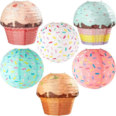 6 Linternas Papel Colgantes para Fiesta Cupcakes Baby Shower