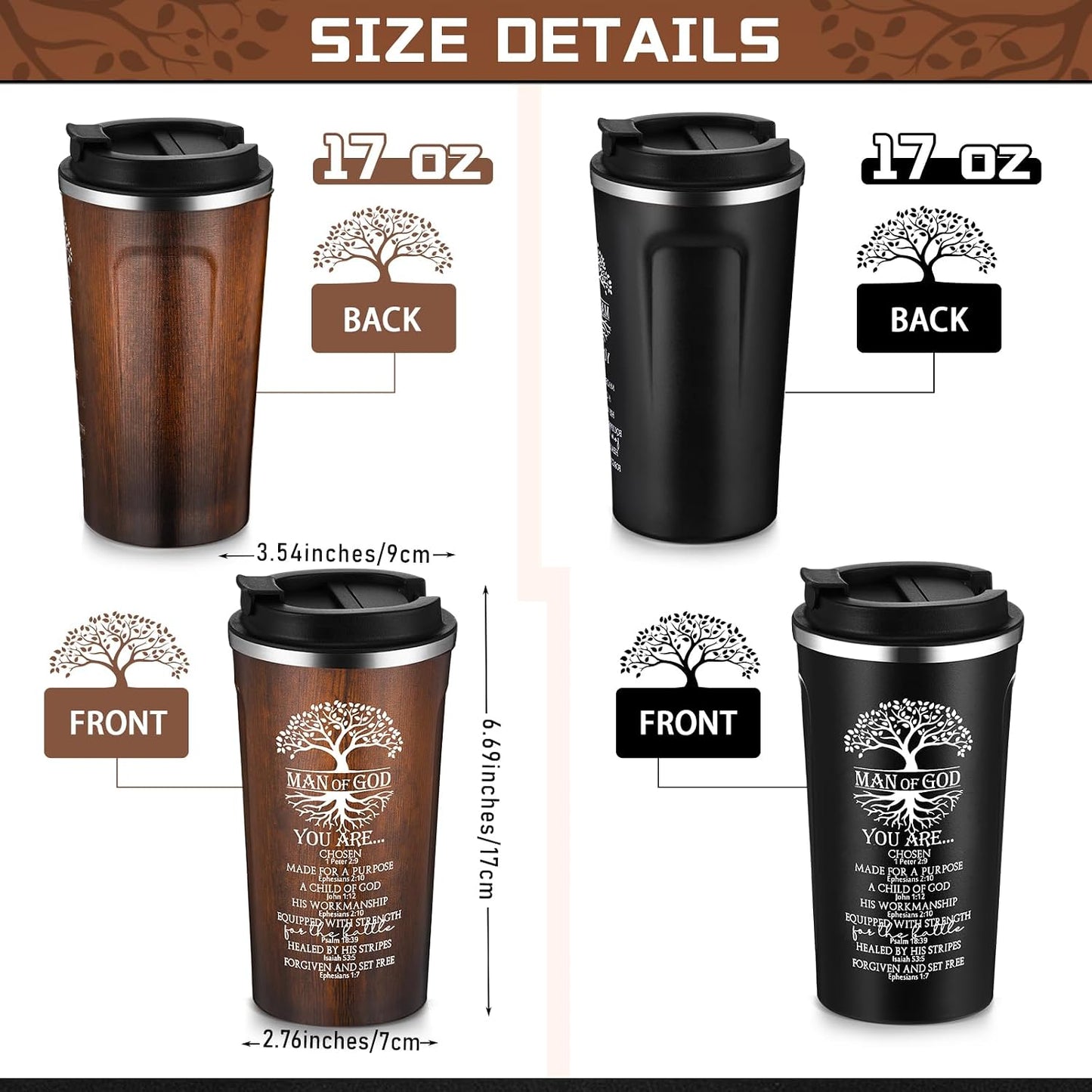 Set 4 Vaso Café Acero Inox Tapa Regalo Religioso
