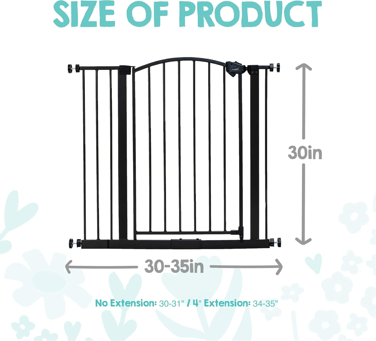 Puerta bebé 35pulg con extensión 4-12pulg y soportes