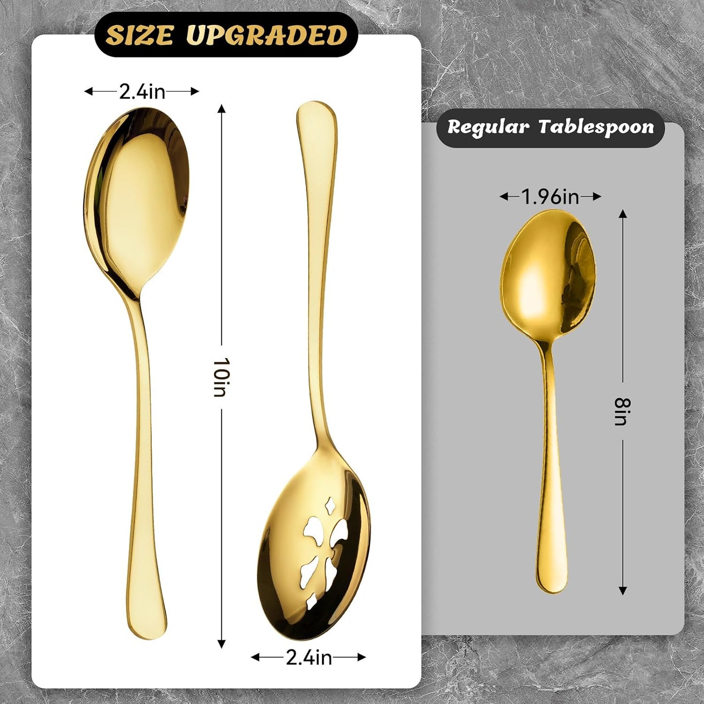 Set 8 cucharas acero inox 10pulg dorado para fiestas cocina