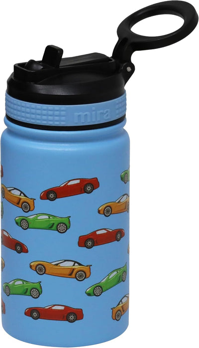 Botella agua 12oz acero inox aislada tapa popote viaje