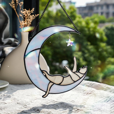 Atrapasoles cristal gris para gatos decoración ventana