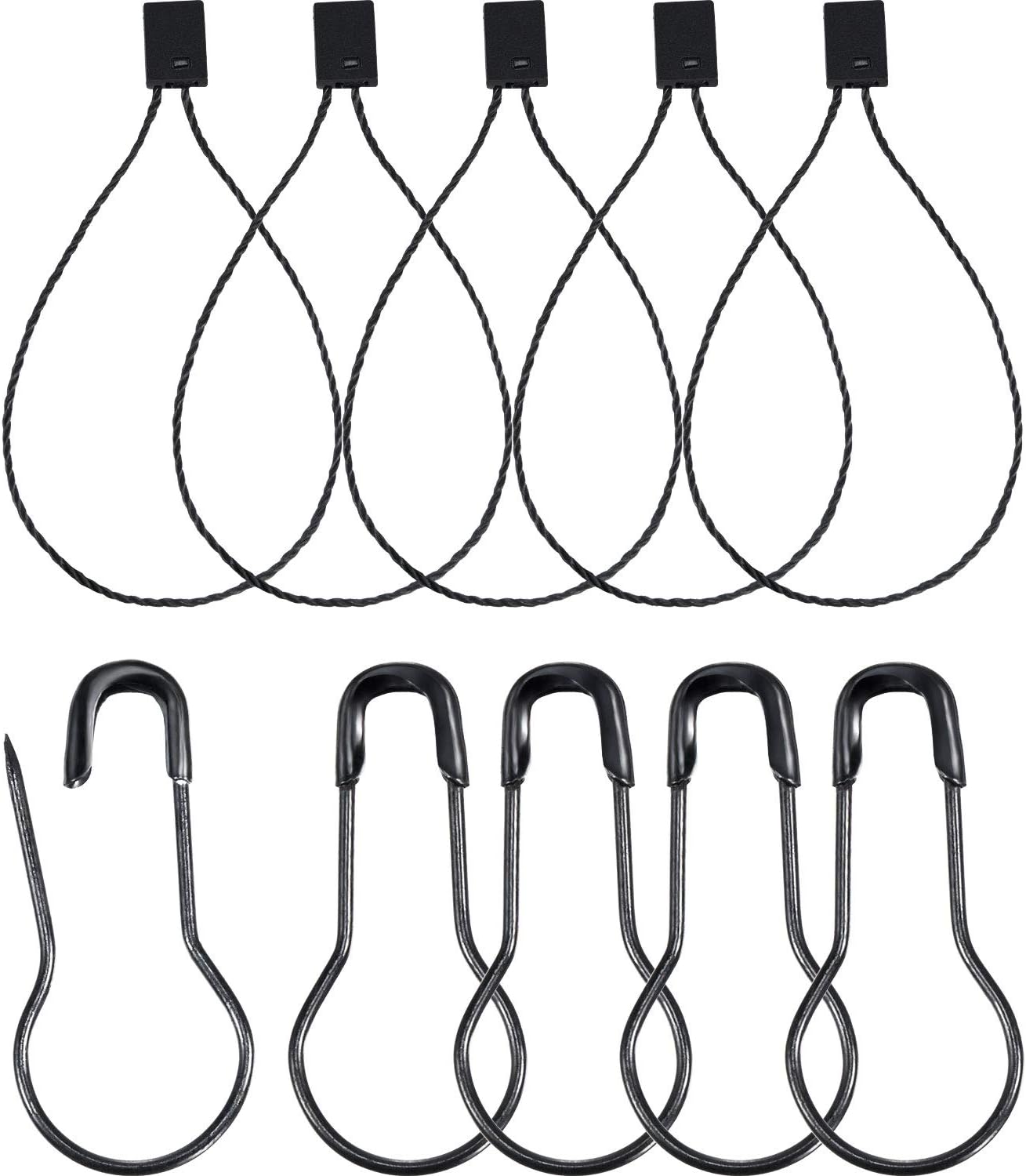 500 Pzas Cadena Etiquetas Colgantes Negro 6.6" Cuerda Nailon