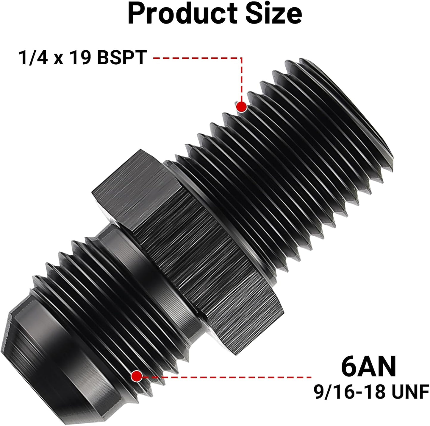 Adaptador tubería aluminio 1/4 BSPT negro