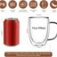 Tazas café vidrio doble pared 12oz set 4 con asa