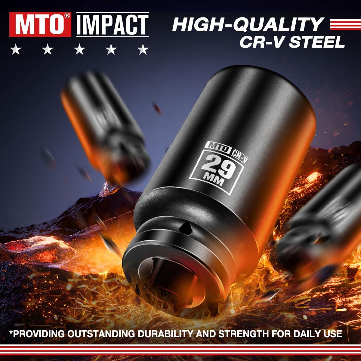 Juego llaves impacto 1/2 pulg 29mm métricas ANSI acero CR-V