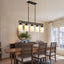 Lámpara colgante ajustable 5 luces madera negra para comedor