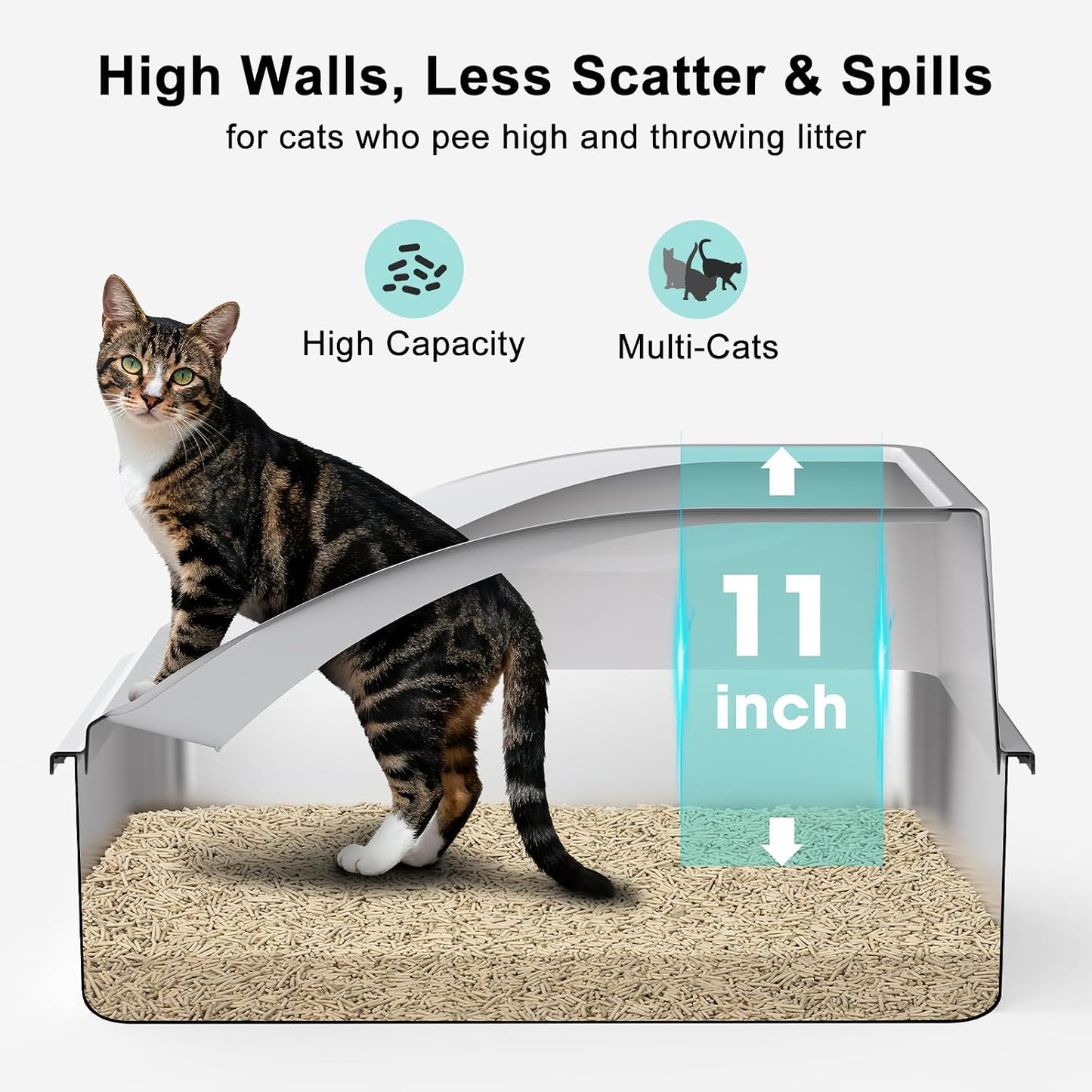 2 Cajas Arena Acero Inox Cerradas XL Antifugas Gatos Grandes