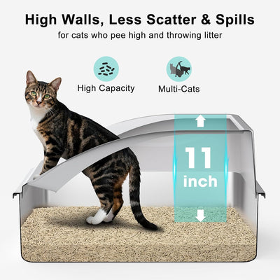 2 Cajas Arena Acero Inox Cerradas XL Antifugas Gatos Grandes