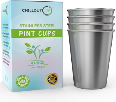 Vasos acero inox 16oz sin BPA apilables hogar picnic
