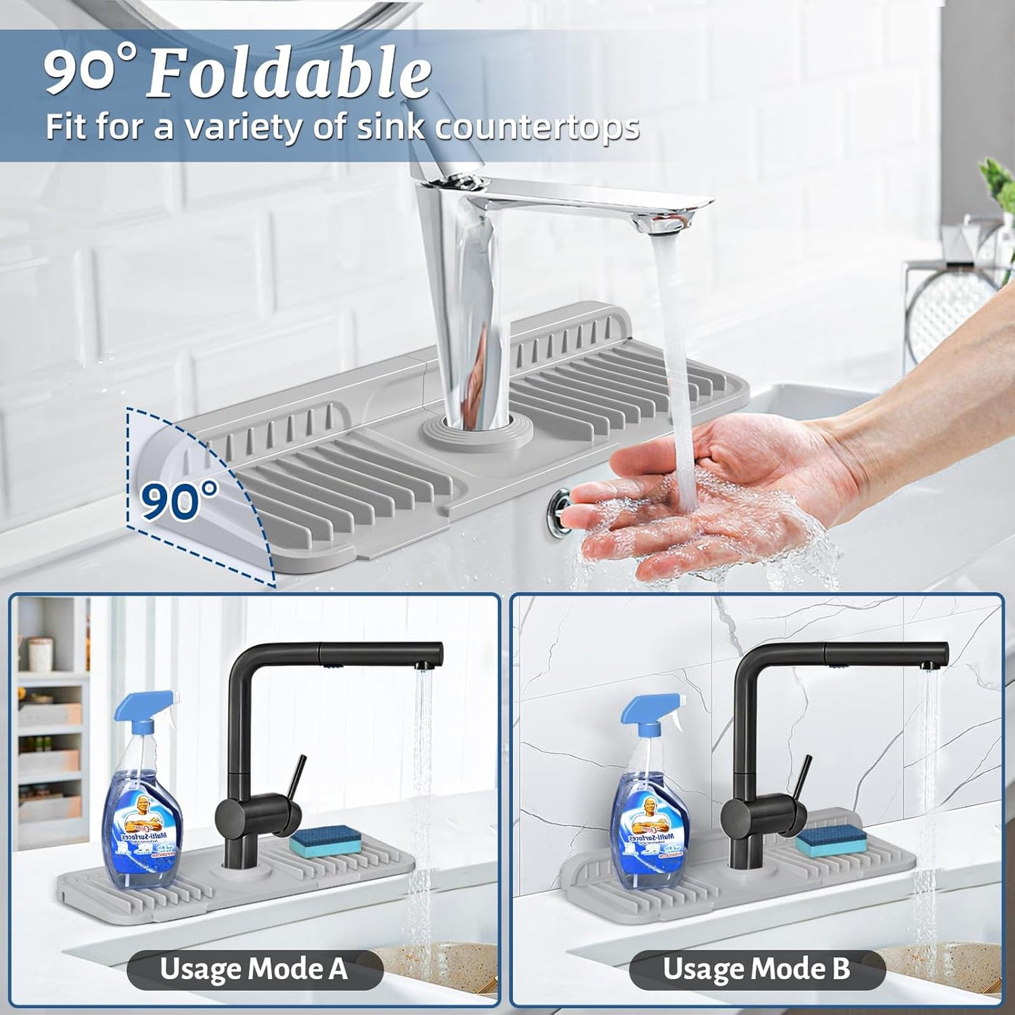Tapete de grifo de cocina con pendiente de 7° protector contra salpicaduras