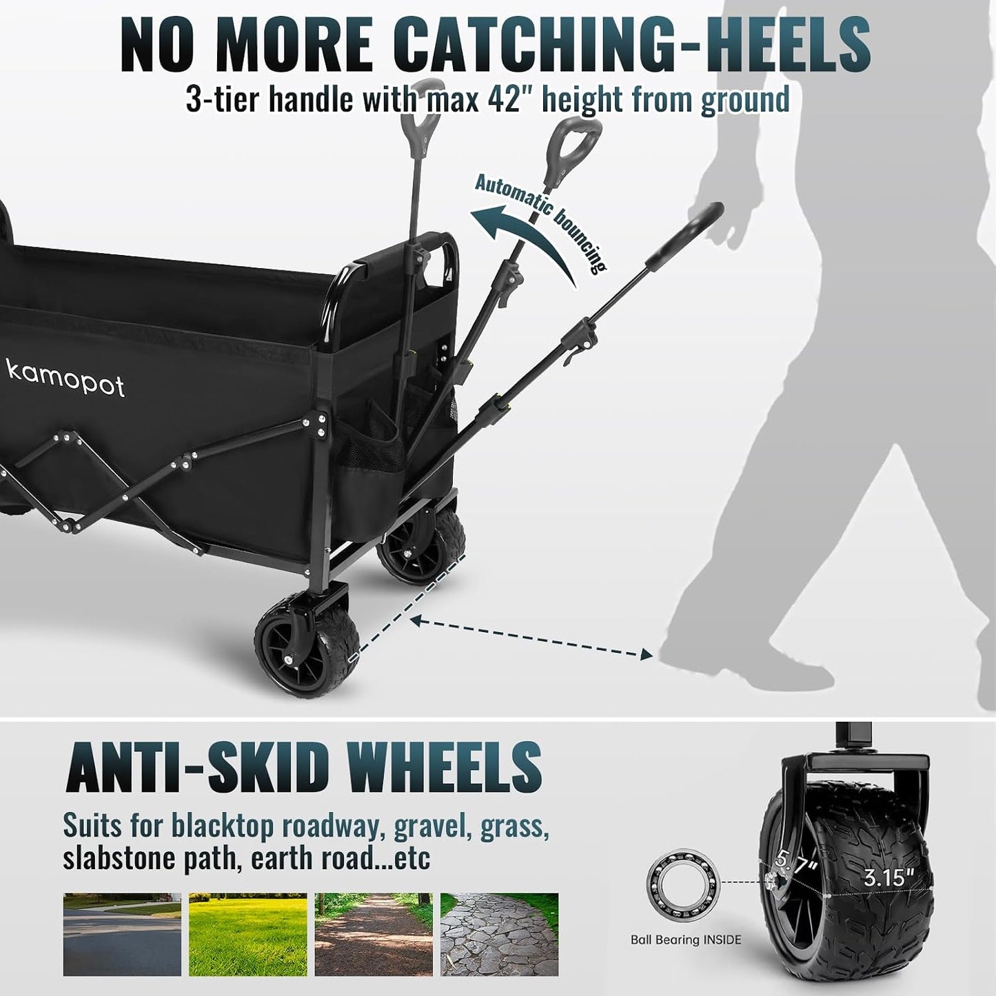Carro plegable grande para playa y almacenamiento