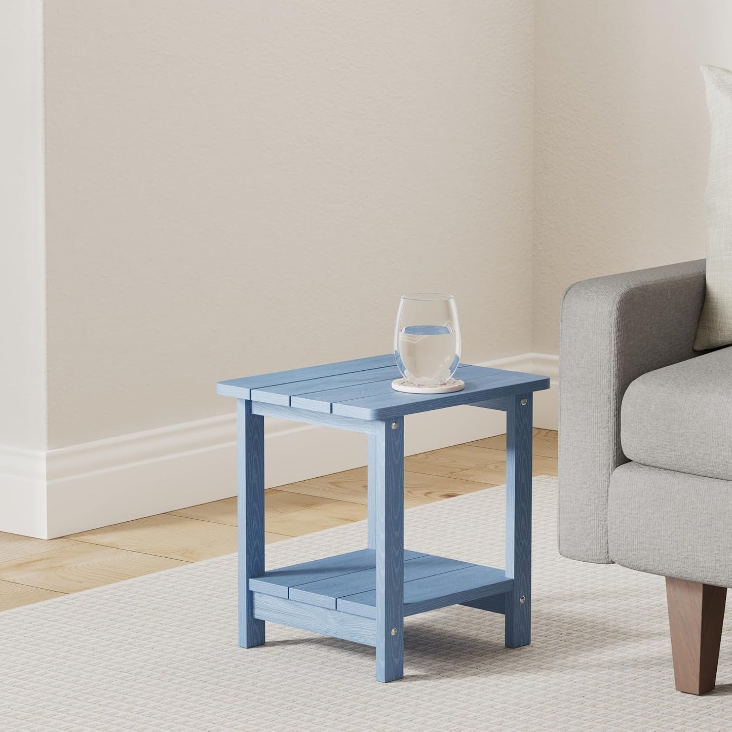 Mesa auxiliar 2 niveles resistente exterior color azul