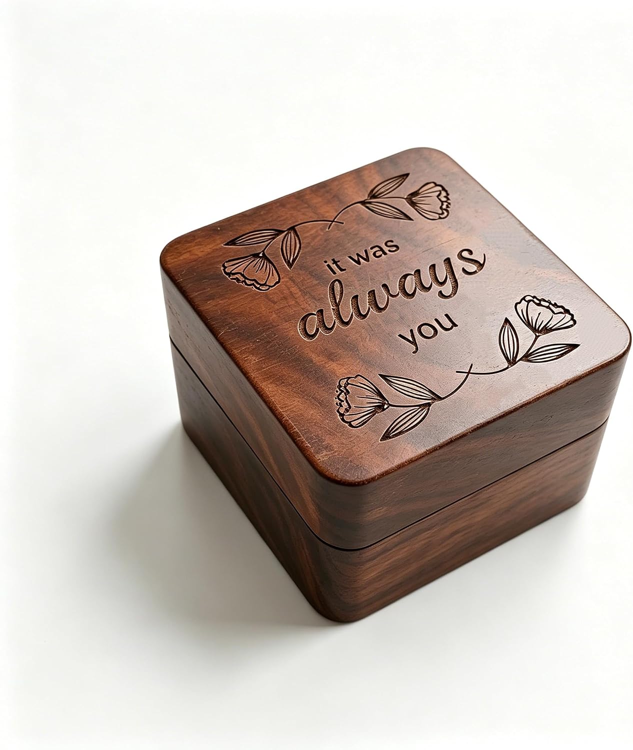 Caja madera grabada anillo compromiso vintage It Was Always
