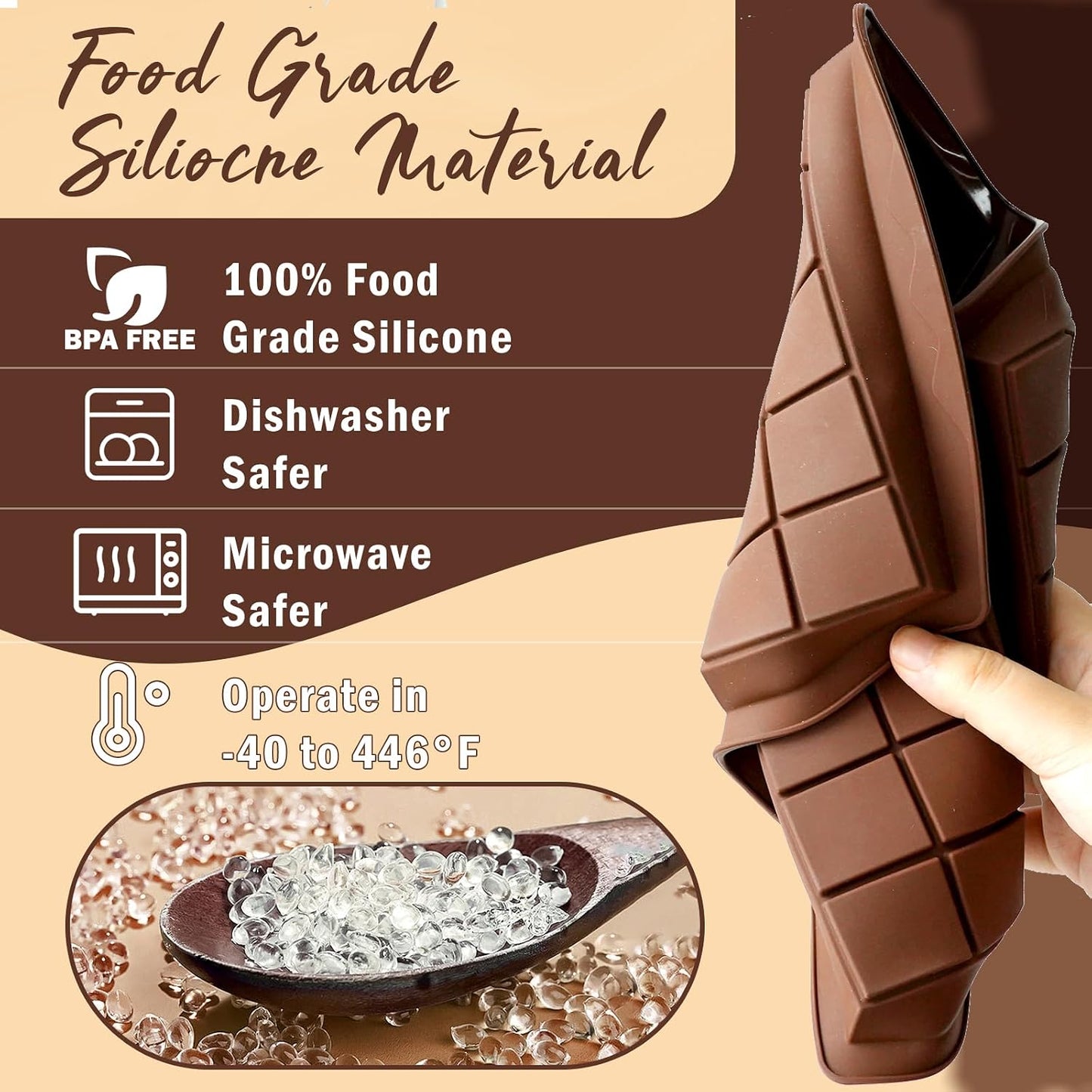 Molde silicona barras chocolate 2 pzas 0.85pulg sin BPA