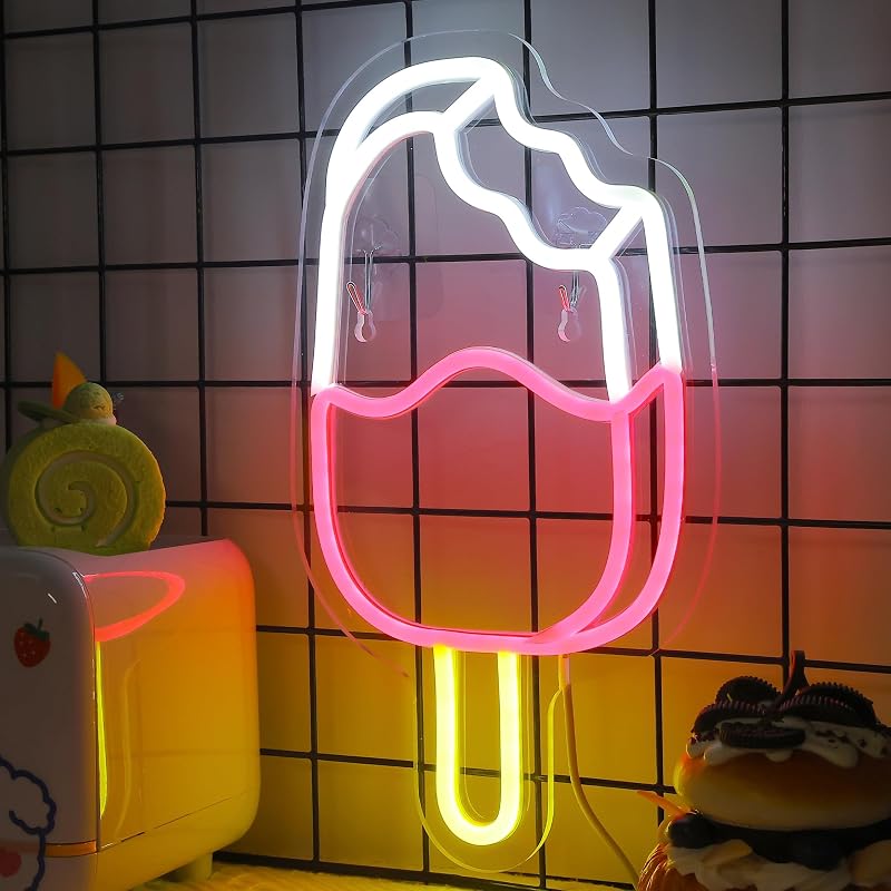 Letrero neón paleta hielo lámpara LED USB decoración negocio