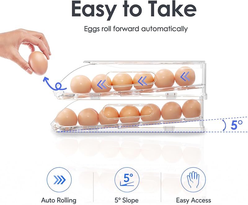 Soporte huevos nevera con asa apilable BPA-free