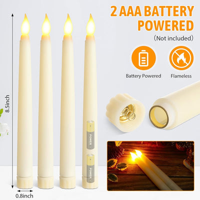 Velas LED parpadeantes luz blanca marfil 8.5pulg 24uds