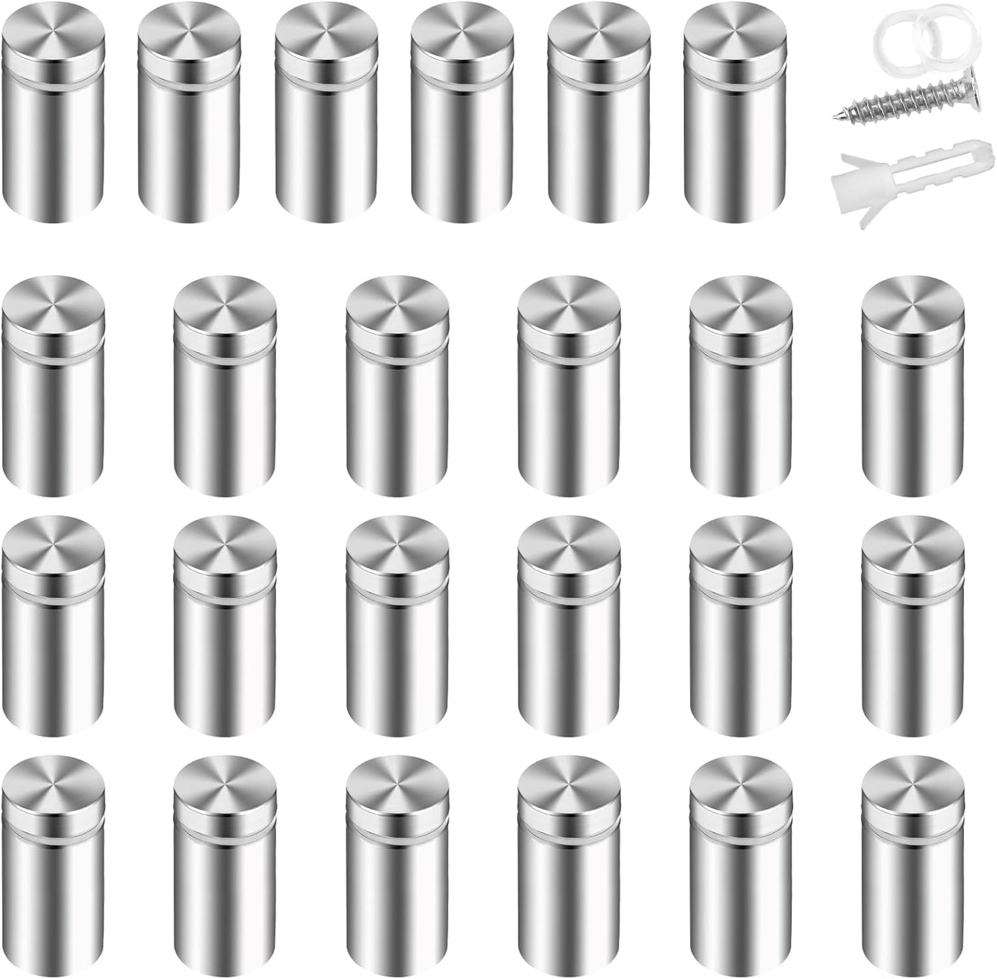 Tornillos acrílico 0.5x1pulg soportes metálicos 24pzas