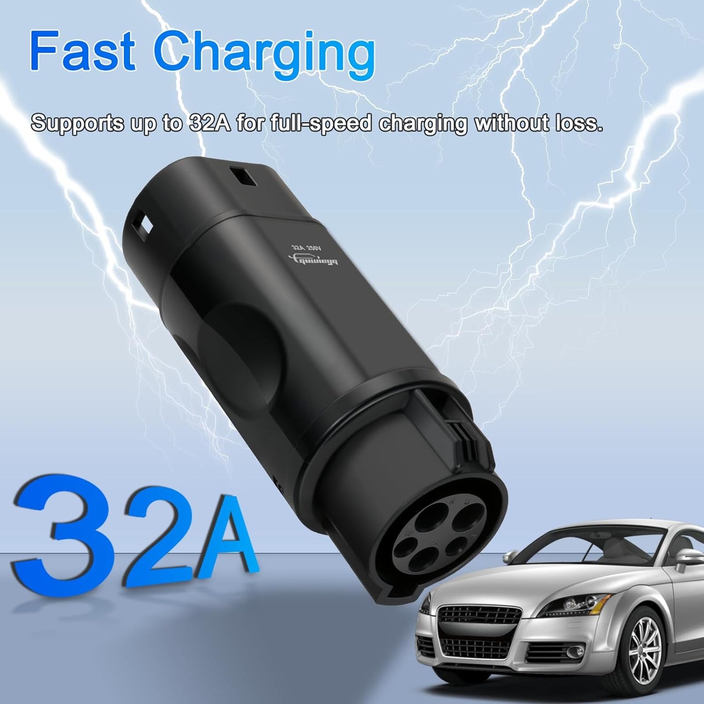 Adaptador EV Tipo 1 a Tipo 2 SAE J1772 a IEC62196