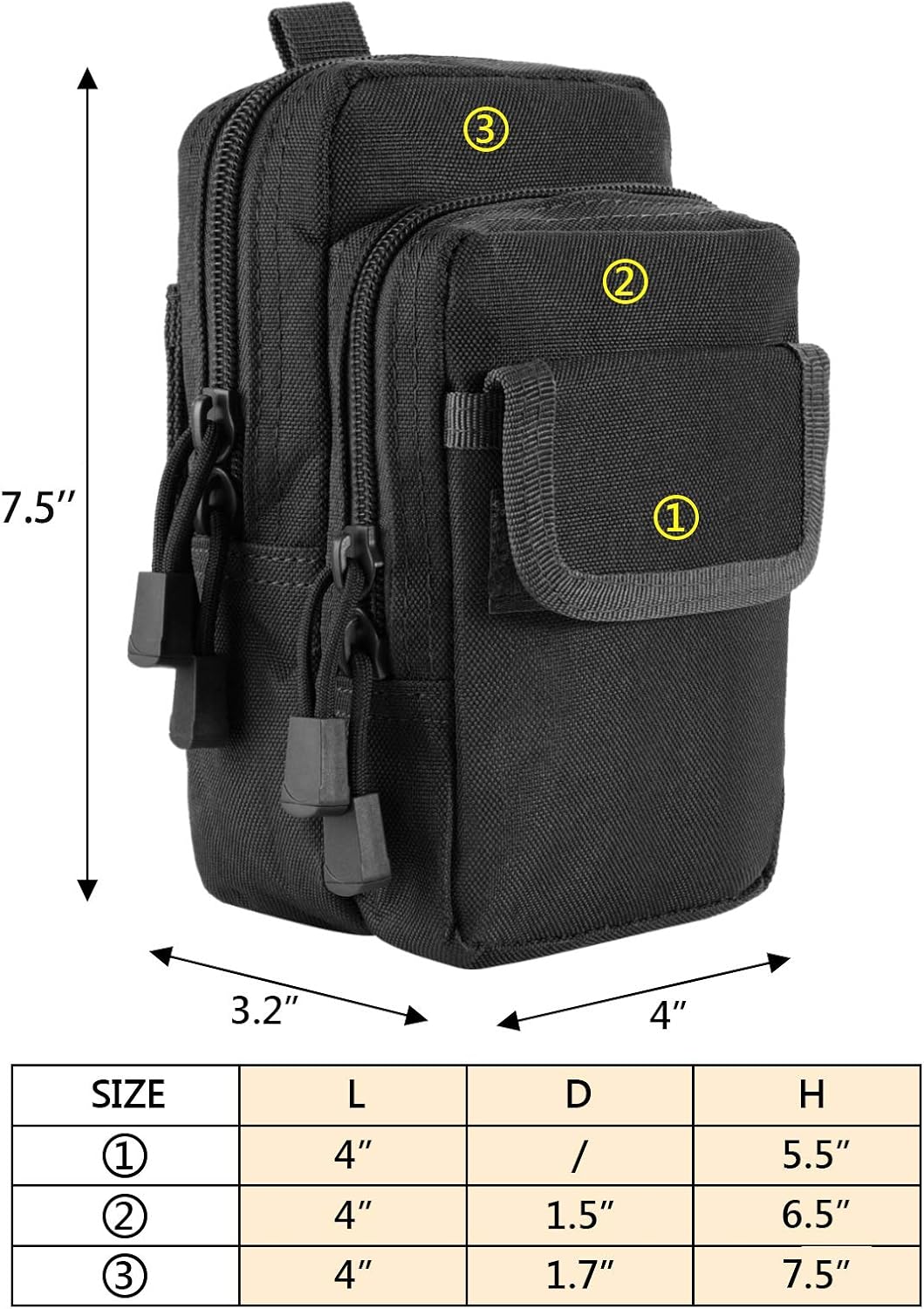 2 Pzas Bolsa Táctica Compacta Resistente Agua