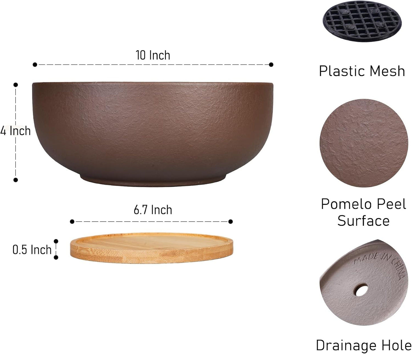 Maceta terracota 10" para suculentas y bonsái