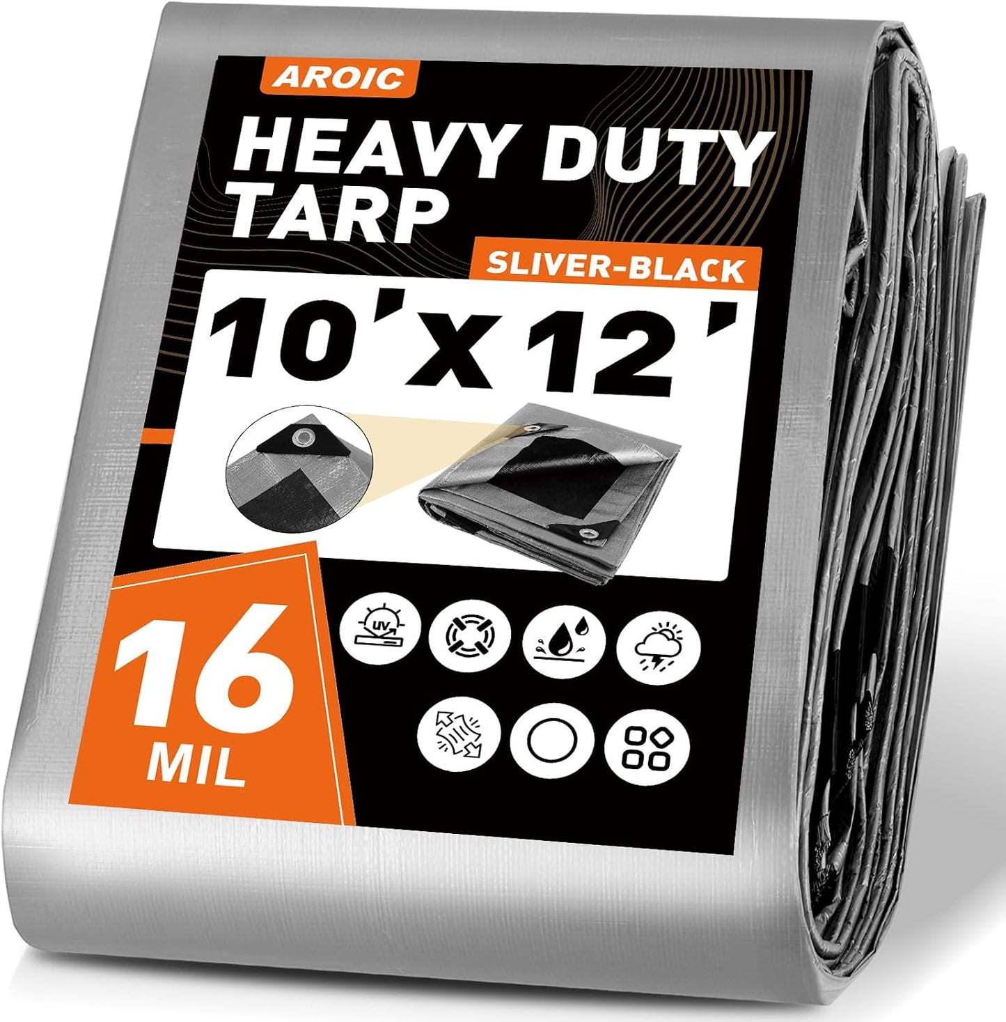Lona impermeable resistente 10x12ft 16mil tejido 15x17