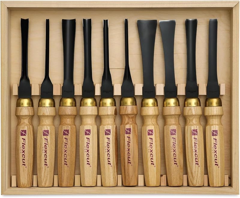 Set 10 herramientas tallar madera acero 1095 mango fresno