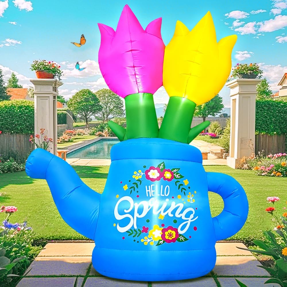 Flor inflable 6ft con luces LED para fiestas al aire libre