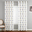 Cortinas bordadas flores azules 60x106" 2 paneles