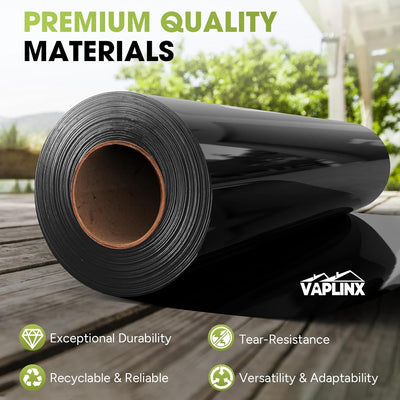 10 Mil Lámina Plástico Negro 5x100ft para Jardín y