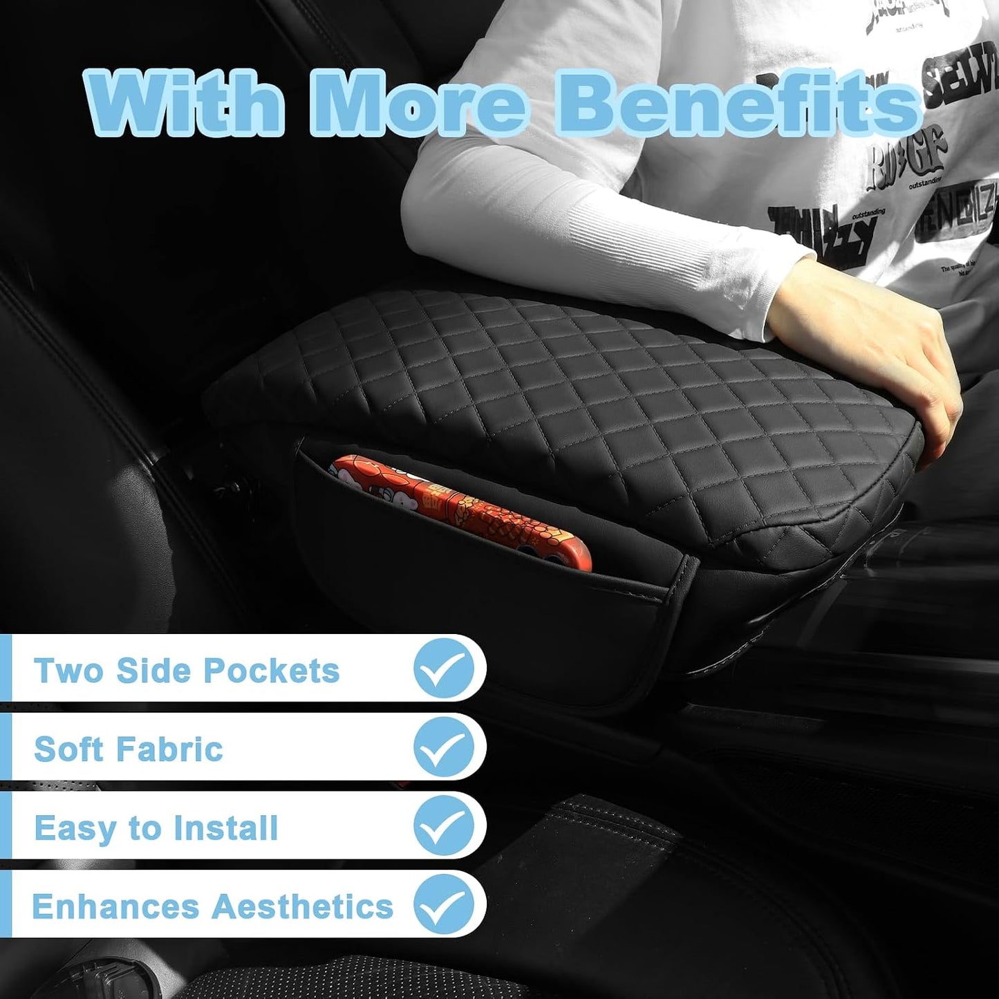 Funda reposabrazos cuero Ford Edge 15-19 con 2 bolsillos