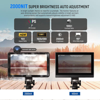 Monitor 7 pulg 2000nit HD IPS tactil 4K HDMI