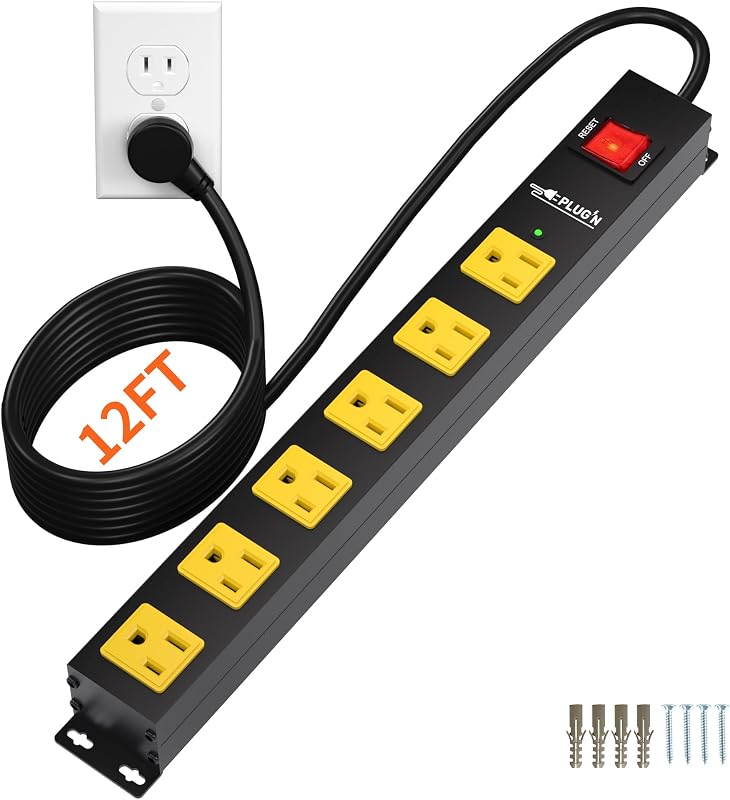 Regleta sobretensiones 2700J 6 enchufes metal 12ft