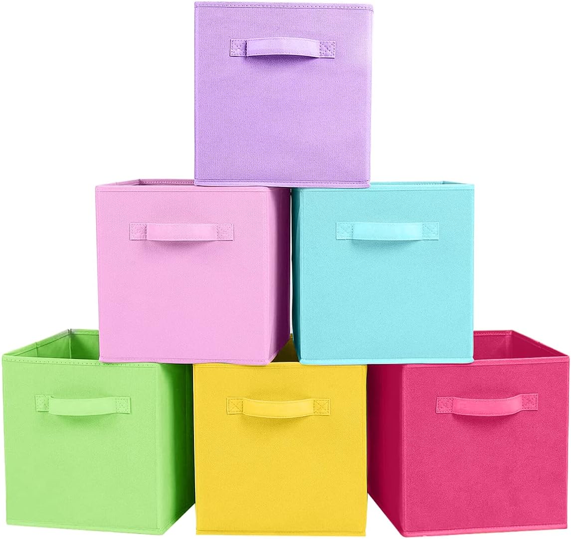 6 Pzas Cubos Almacenamiento Tela Plegables para Armario y Juguetes