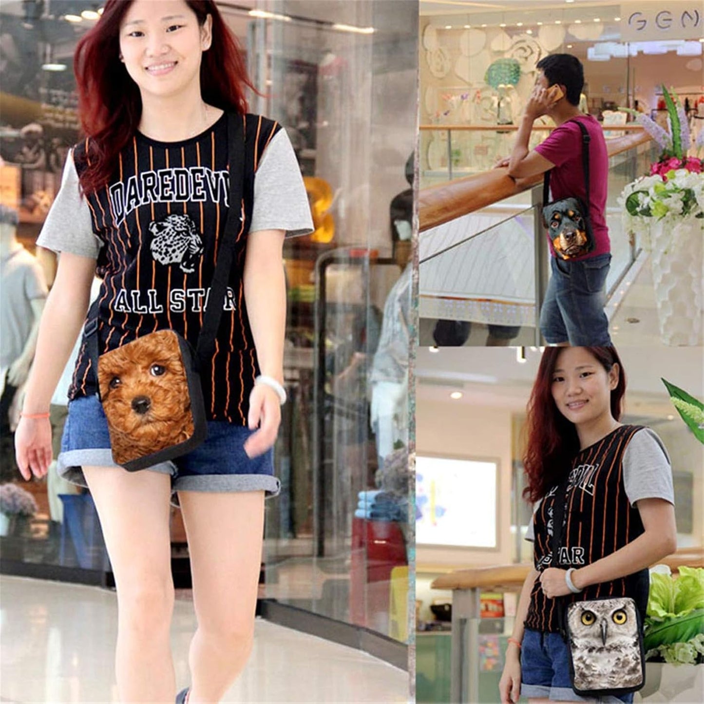 Bolso hombro cruzado mujer patrón caballo corgi mariposa