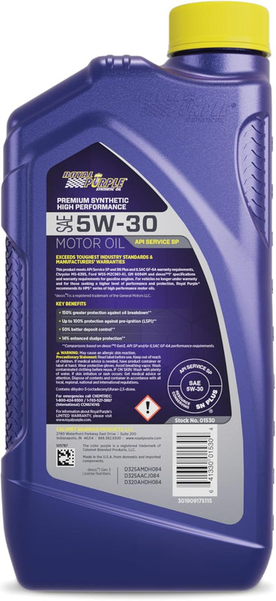 Aceite motor sintético 5W-30 1qt caja 6
