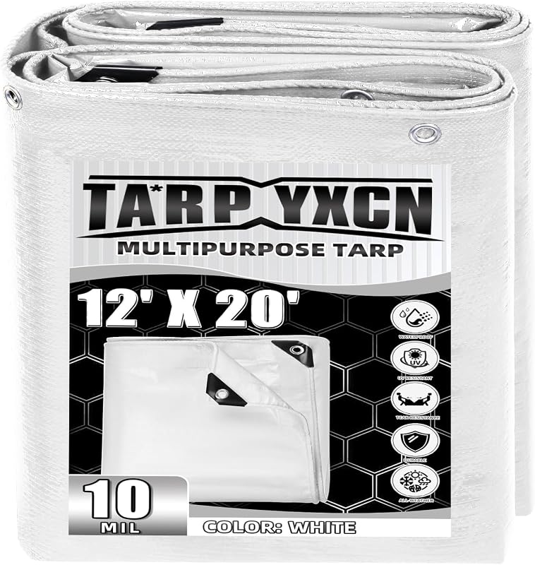 Lona blanca 12x20ft polietileno 10mil UV resistente