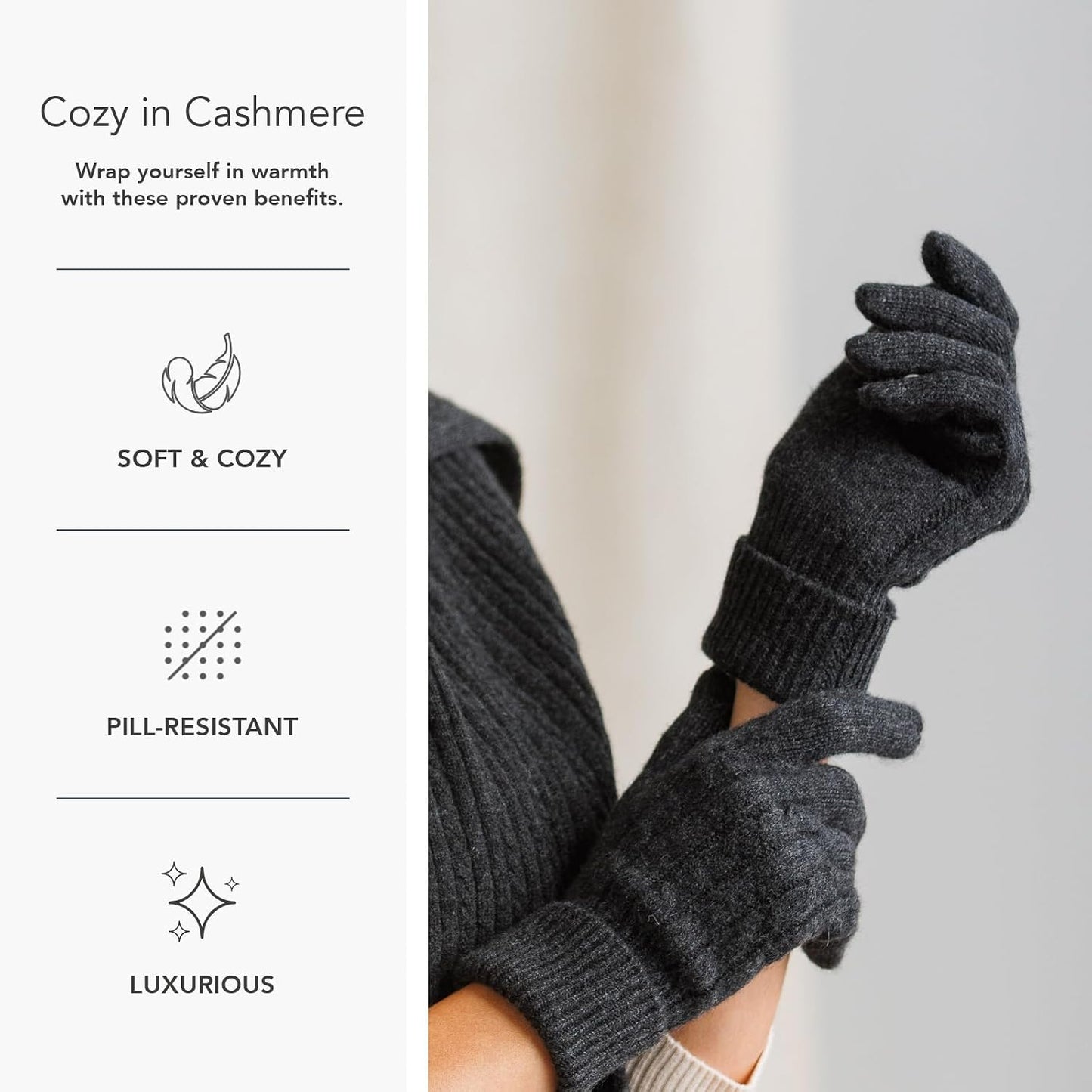 Guantes femeninos 100% cachemira diseño ochos
