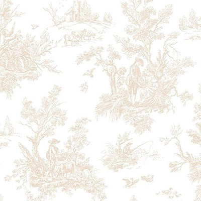 Rollo papel tapiz campiña 20.5" x32.7ft beige/blanco