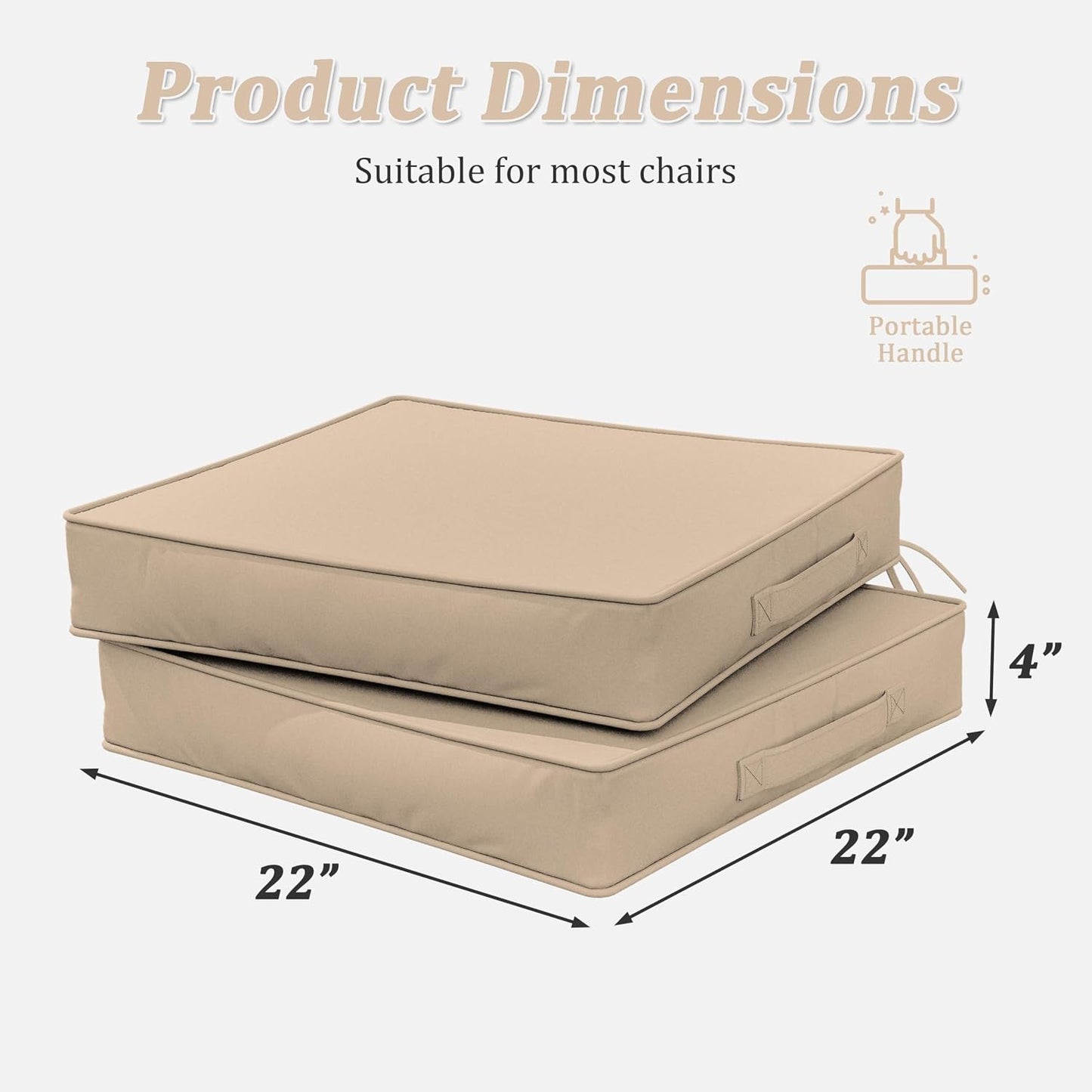 Set 2 cojines silla exterior 22x22x4" impermeables