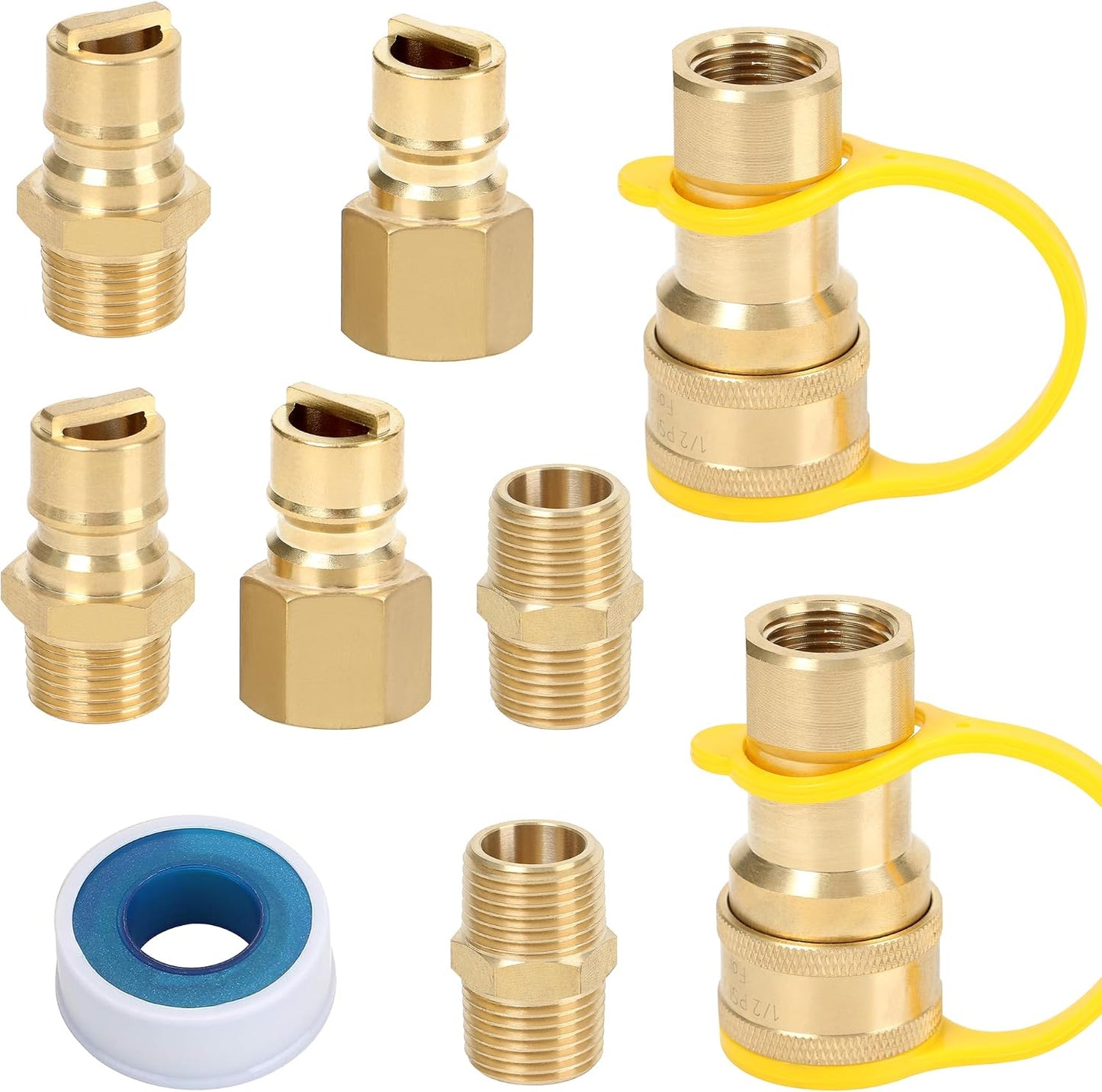 Kit conexiones gas natural 1/2pulg 9 Pzas latón macizo