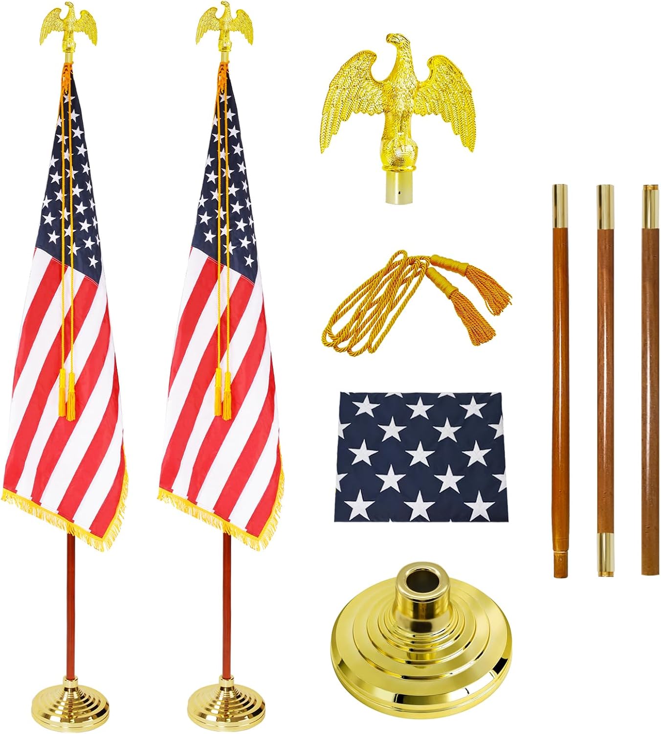 Kit mástil bandera interior madera 8ft con tapa águila