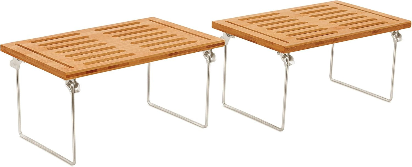 Estante apilable bambú organiz. cocina 2 niveles
