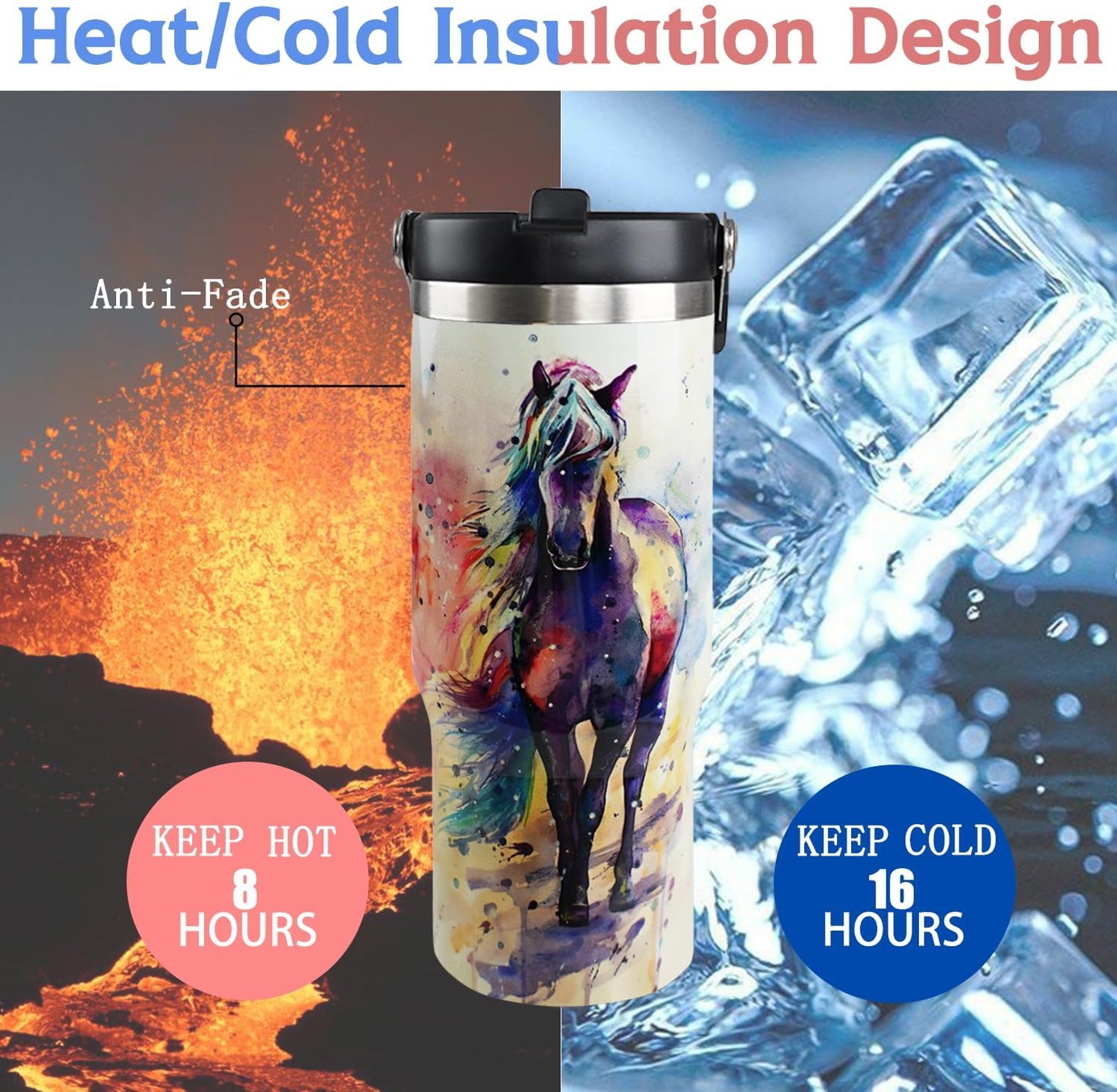 Vaso térmico acero inox 770ml con asa y pajita