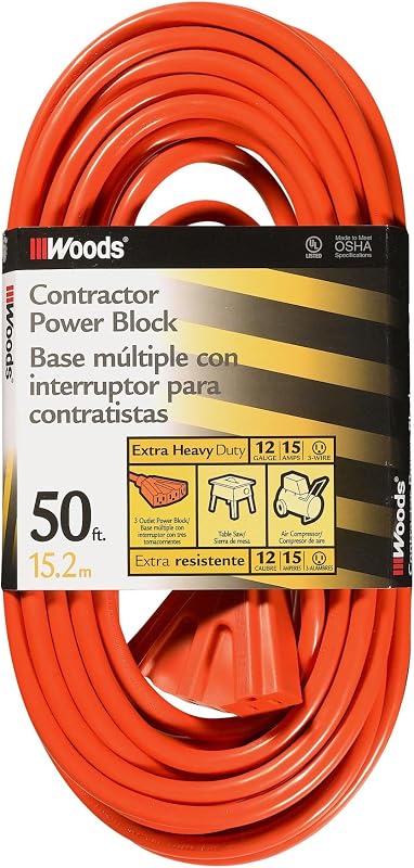 Cable extensión multisalida exterior 50ft color naranja