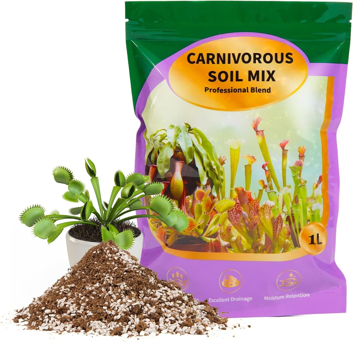 Mezcla tierra para plantas carnívoras 1qt musgo perlita