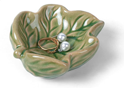 Bandeja joyería cerámica soporte anillos y llaves verde
