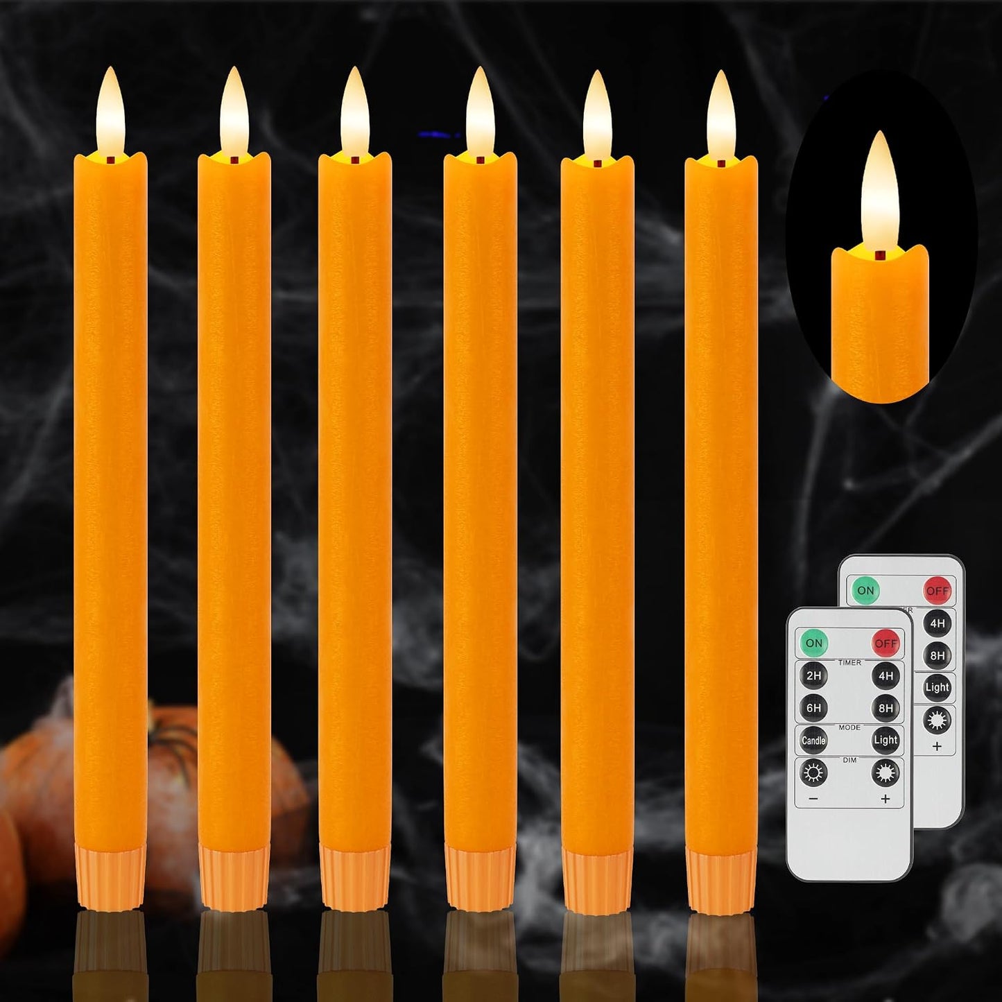Velas LED cónicas sin llama parpadeantes control remoto