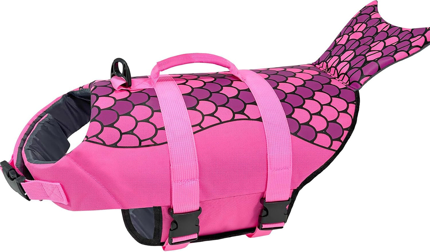 Chaleco salvavidas perro Ripstop rosa alta flotabilidad asa rescate